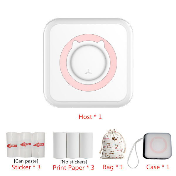 Instant Bærbar Sticker Printer, Mini Lomme Sticker Printer Bluetooth Blækfri Termisk Printer, Sticker Maker USB
