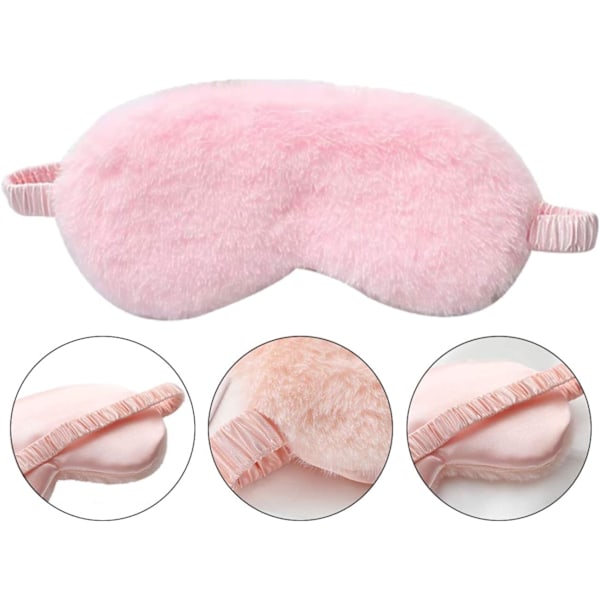 4 st Plush Ögonmask Mjuk Fluffig Plush Ögonmask Sovmask Justerbar för Barn Vuxna Kvinnor