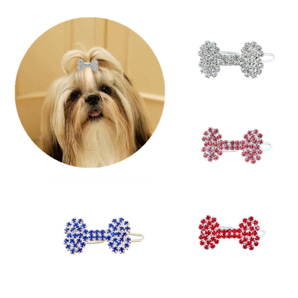 Katte- og Hundehårklemmer, 4 stk. Rhinestone Hundehårtilbehør
