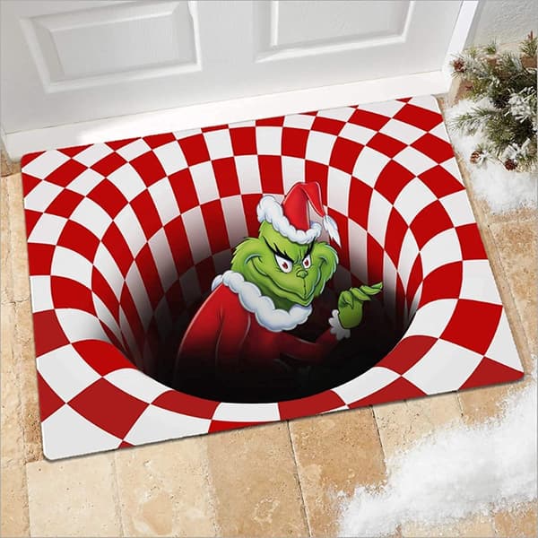 Illusjonsdørmatte, Juledekorasjon Sklisikker Dørmatte, 3D Visuell Illusjon Fluffy Teppe