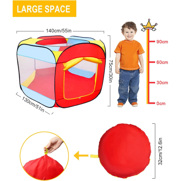 Børneboldlegetelt, Pop Up Foldbar Babylegetelt Bærbar