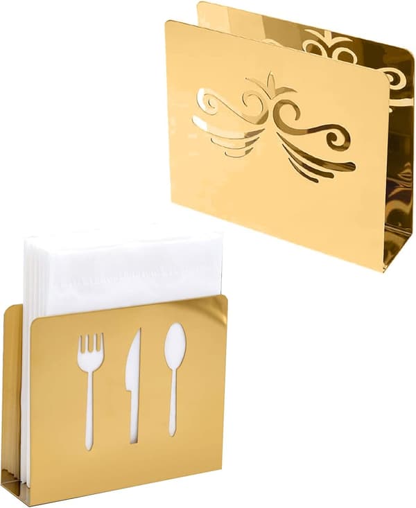12,1*3,2*8,4cm, (guld) 2 stk. rustfrit stål serviet holder