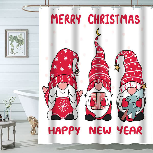180cm x 183cm, Julduschdraperi, Vinter Snö Säsong Tomte