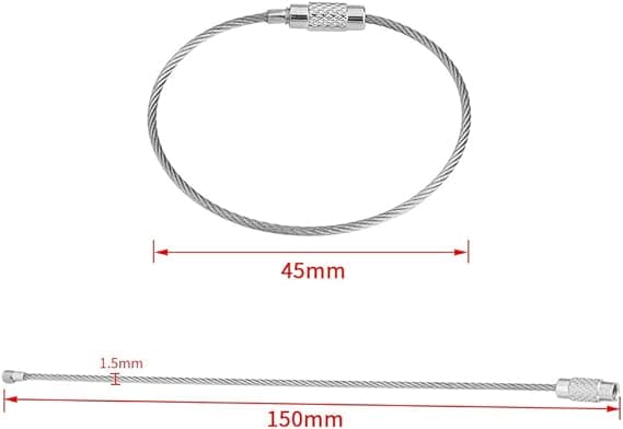 20 stk Line Nøkkelring, Nøkkelring Kabel i Rustfritt Stål, Spenne
