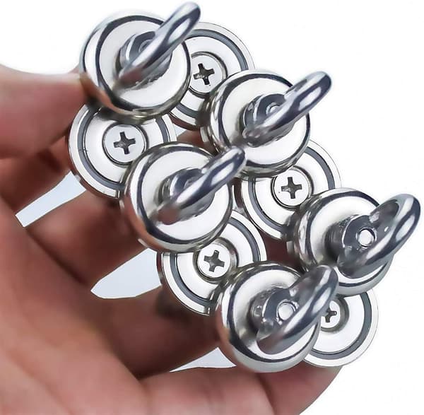 10-pack Magnetiska Krokar, Stark Neodym Krokar med Monteringshål
