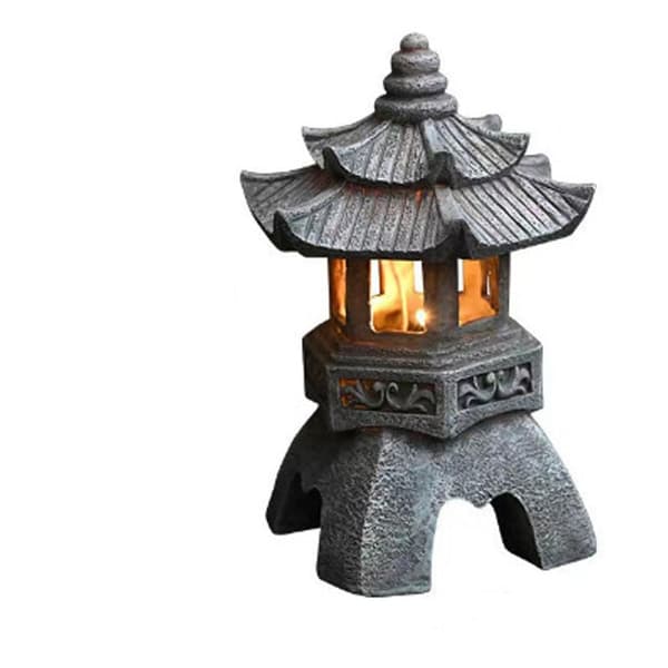 Solcelledrevet Pagodelykt Statuer, Japansk Stil Pagode Lys