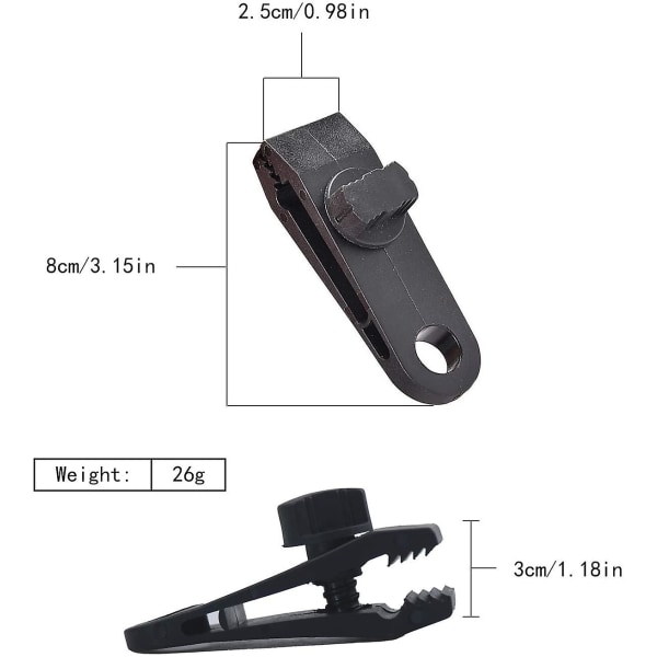 Presenningklemme, Teltpresenningklemme, Karabinhage, Bungeetov, Til Presenning, Camping, Markiser, Bilbetræk, 10 Pakke (30stk)