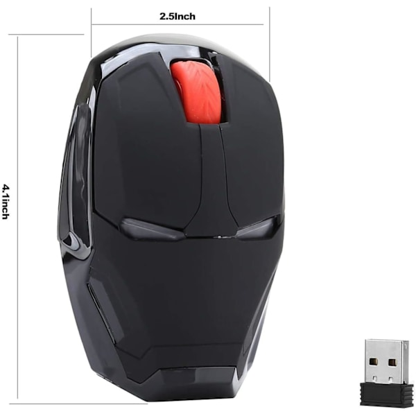 Trådløs Gaming Mus, Ergonomisk, 2.4G, Bærbar, til Computer, Lydløs Klik med USB Modtager