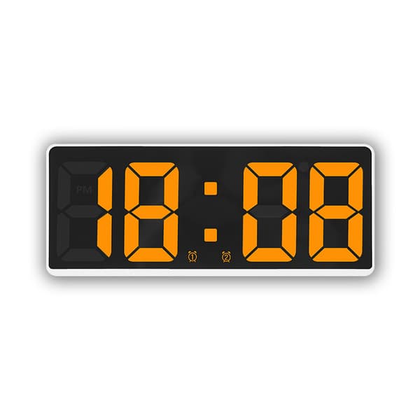 Vit + Orange-Kvarts Väckarklocka LED-Klocka Stor Skärm Digital