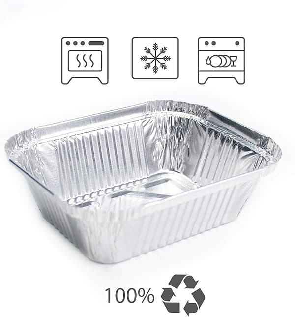 Sæt med 125 engangs aluminiumsbakker med låg til transport