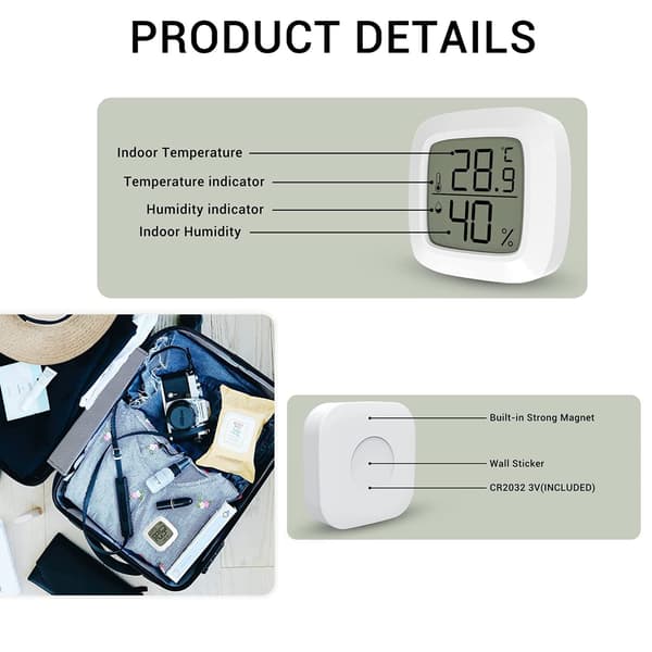 Digital Innendørs Termometer Hygrometer Mini Romtermometer