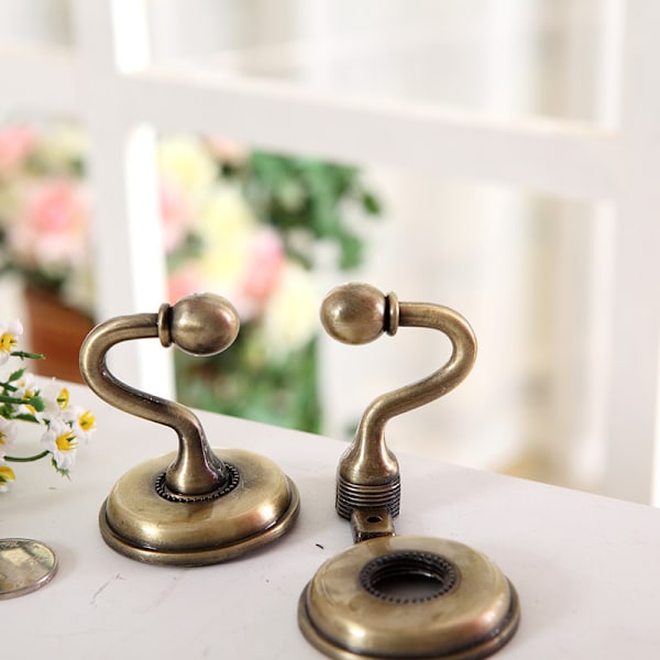 2 stk Gardinholdere, Bronse Gardin Krok, Vintage U Vegg