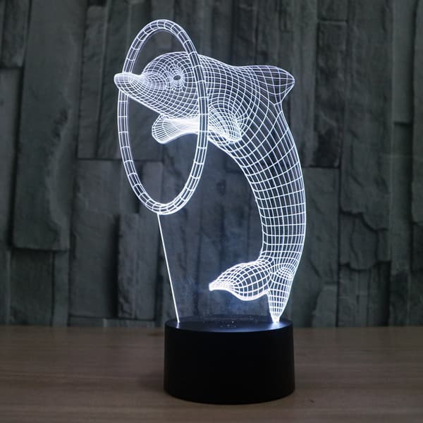 1 stk. 3D Optisk Illusion Natlampe, 7 Farveskiftende LED