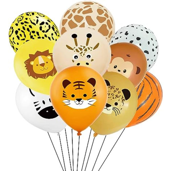 Jungle Wildlife Balloner - 10 stk 12 tommer latex dyreballoner