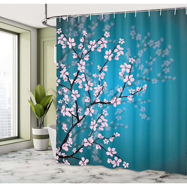 Japansk Bruseforhæng, Sakura Blomstermønster, Tekstil Badeværelse
