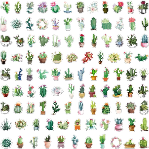 Kaktus/Plante Stickers/Sticker Sæt (100 Styk), Vandafvisende