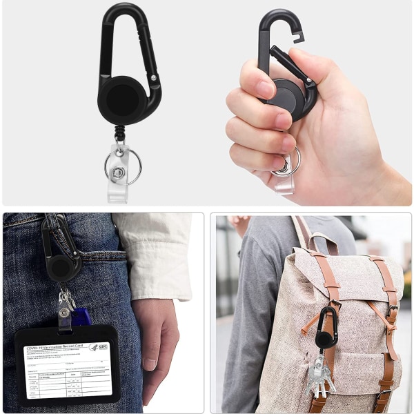 3-pack infällbara nyckelringar - Kraftig nyckelring Bältesklämma
