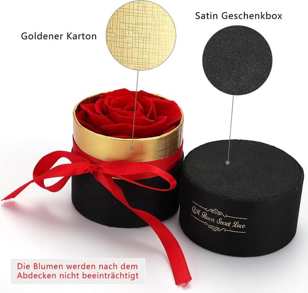 1 stk Håndbevarede Roser, Mini Evig Rose Gaveæske, Evig