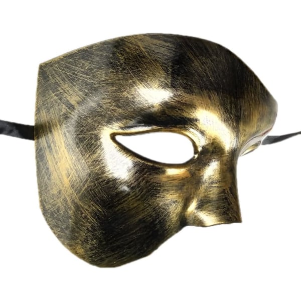 (Sort guld)Vintage Masquerade Mask Phantom of the Opera One Eyed