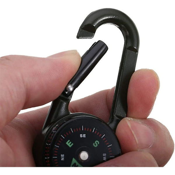 1 kpl Kompassi Retkeily Kiipeily Vaellus Mini Metalli 3-in-1 Monitoiminen Karabineeri Kompassi Lämpömittari Snap Hook Avainperä Kompassi Ulkoilma Kiipeily Selviytyminen