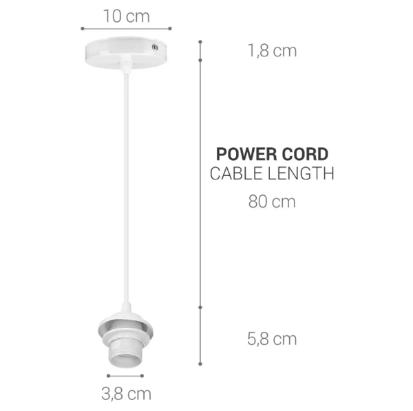 2x elektrisk kabel til lampe - Kabel med E27 fatning og fastgørelse
