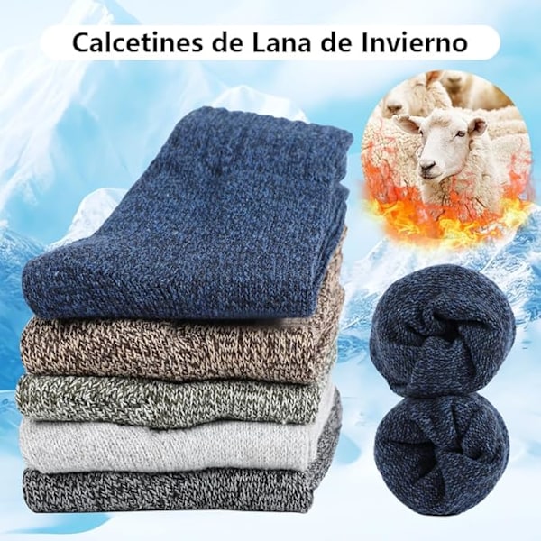 5-pack Vintervarma strumpor, Casual Retro Strumpor, Klassiska stickade strumpor, Varma strumpor