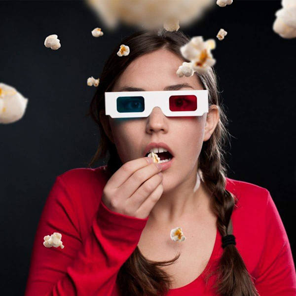20 par røde og blå papir 3D-briller for filmdekorasjon