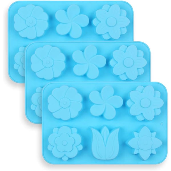 6-Cavity Silicone Flower Shape Mold, 3PCS Silicone Mixed Tulip