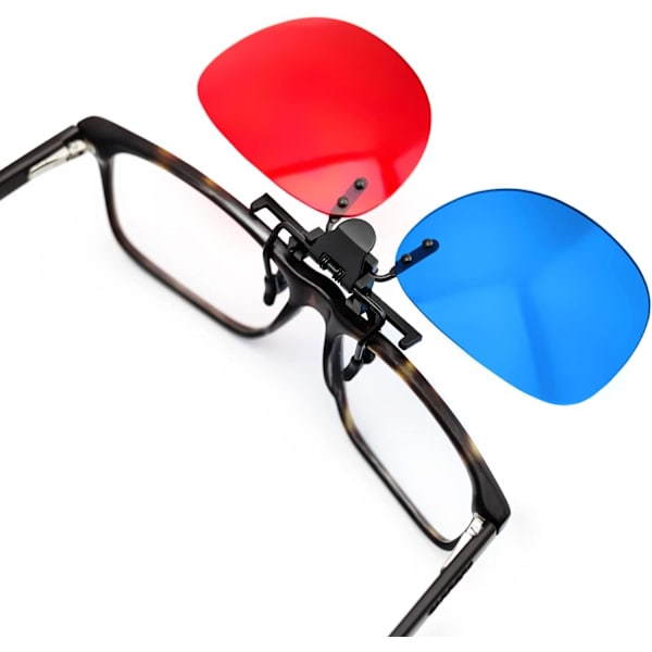 1 stk. Clip-on 3D Briller Rød/Blå (anaglyf 3D) til briller