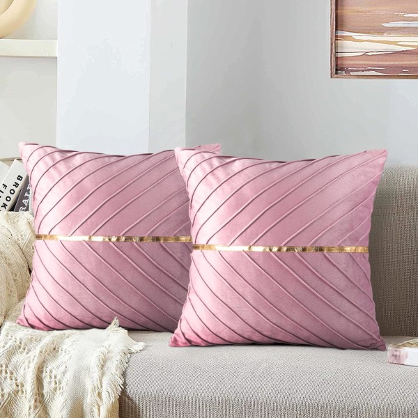 Rosa kuddfodral 45 x 45 cm Mjuk sammetssoffa Dekorativ