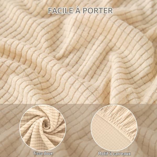 Soffkuddfodral, ersättningsöverdrag för soffkuddar, töjbart elastiskt kuddfodral (45-65*50-63cm beige)