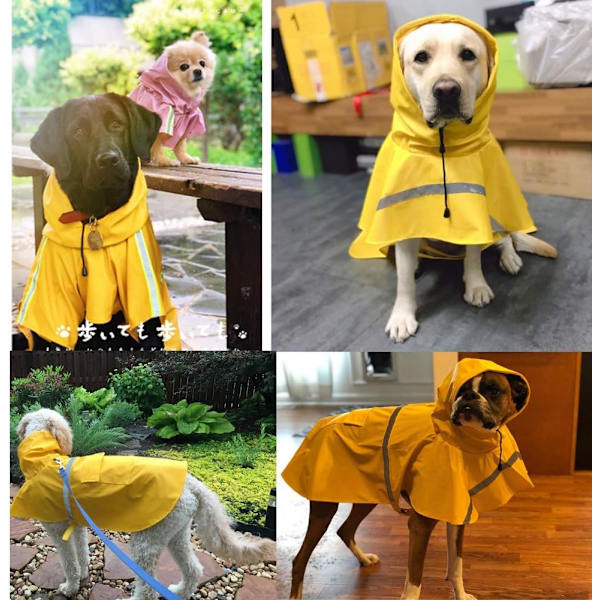 Regnjakker til store hunde med reflekterende stribe hætte, regnponcho