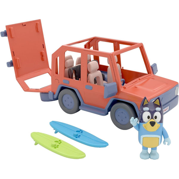 Bluey, 4WD perheauto, 1 hahmo ja 2 surffilautaa | Mukautettava auto - Seikkailuaika | 3-vuotiaille ja sitä vanhemmille, monivärinen, 13018