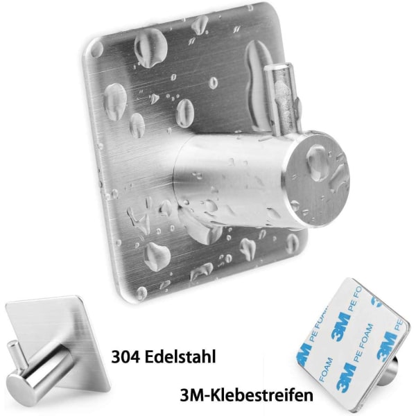 5-pack självhäftande krokar, rostfritt stål självhäftande dörrkrokar,