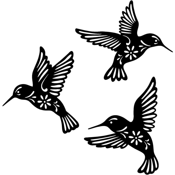 3 delar metallväggkonst - Hummingbird väggdekor - Smidesjärn