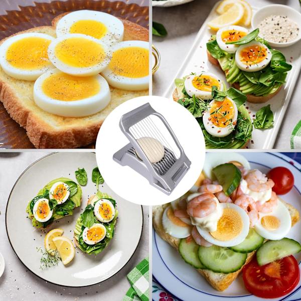 Äggklyv för hårdkokta ägg, äggkutter, jordgubbskivare, kraftig aluminium, tomatskivare, rostfritt stål