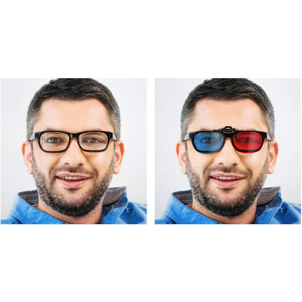 1 stk. Clip-on 3D Briller Rød/Blå (anaglyf 3D) til briller