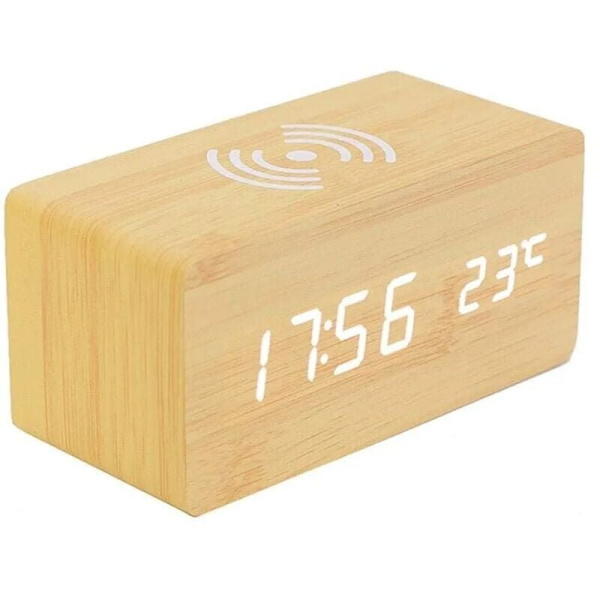 Digital termometer väckarklocka Trä digital väckarklocka LED Di