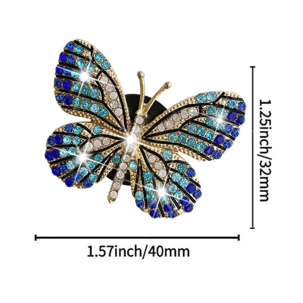 2 stykker biludluftningsklemme, guld funklende krystal sød sommerfugl
