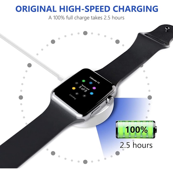 Magnetisk trådlös laddningskabel för Apple Watch 12345678 generationer, 2-i-1 snabbladdning
