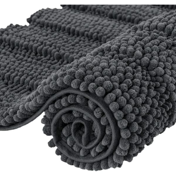40×60cm, Grå Ekstra Absorberende Bademåtte Mikrofiber Chenille Brusebad