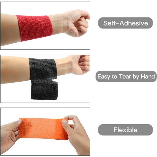 6 rullar självhäftande tejp självhäftande bandage sammanhängande sport