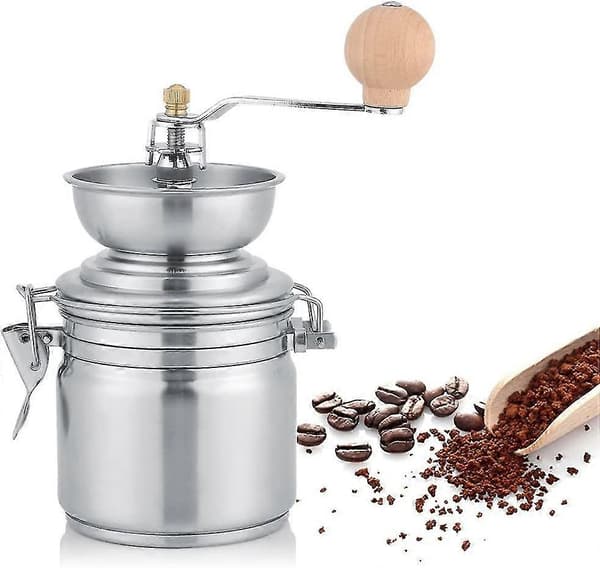 Manuel kaffekværn i rustfrit stål, håndværktøj til kværne (sølv)