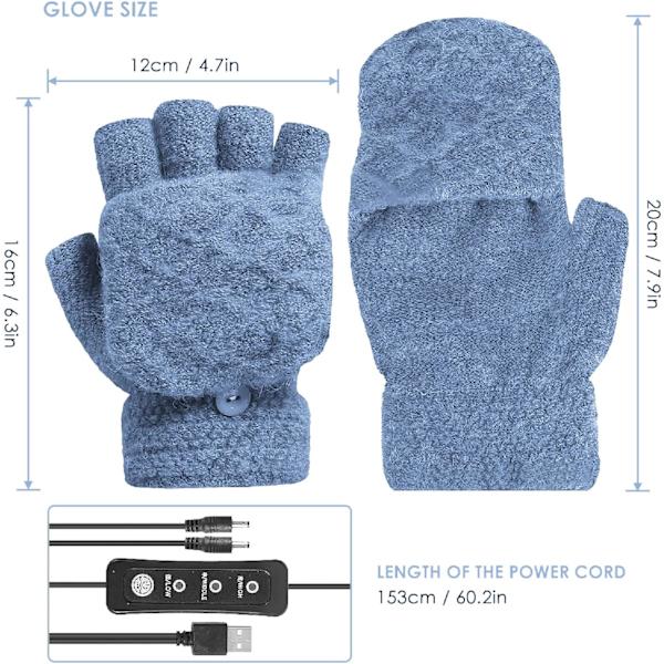 Unisex USB-lämmitteiset hanskat säädettävällä lämpötilalla, talvi, kokonaiset ja puoli-sormet, lämmityshanskat tietokoneelle