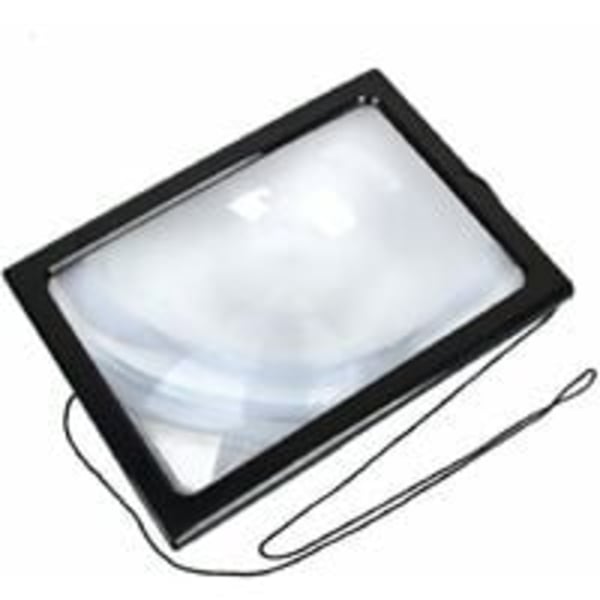 1 kpl Suuri A4-kokoinen Hands Free 3x Suurennuslasi LED-valolla