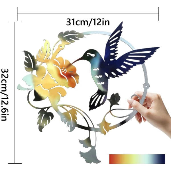 Metallfågel Silhuett, Metallväggskonst, Rund Väggdekor Vägg