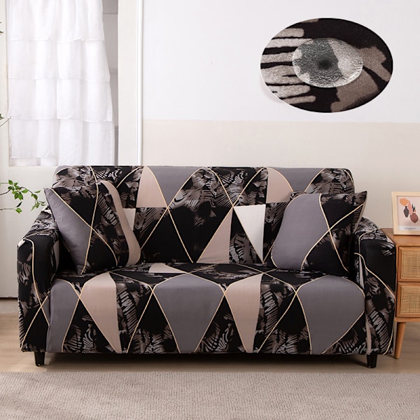 2-sits sofföverdrag 140-180cm Svart sofföverdrag med armstöd Moderna universella elastiska sofföverdrag Sofföverdrag Skydd