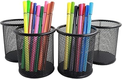 （sort）6 Pak Metal Mesh Blyantsholder til Skrivebord