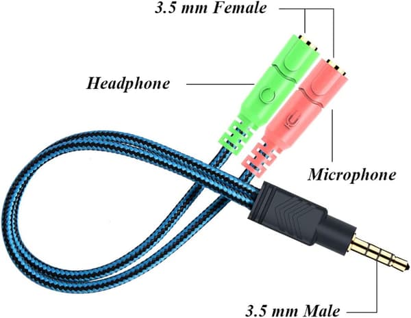 Dobbelt Jack Adapter PC Headset Mikrofon 3,5 mm Han til Dobbelt