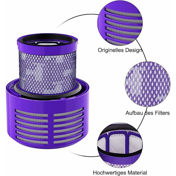 2 stk. udskiftningsfilter til Dyson V10 SV12 støvsuger Genanvendelig V10 filter til Dyson støvsuger V10 SV12 vaskbar Cyclone Animal Absolute batteri Delnummer DY-969082-01
